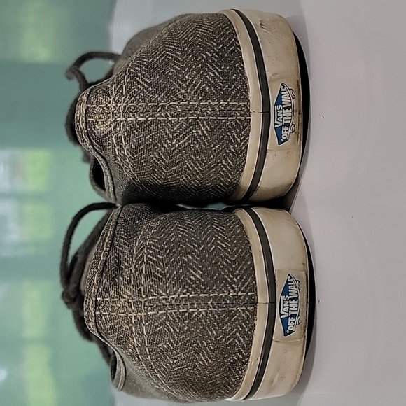 Men's Vans Off the Wall Tweed Herringbone Sneakers, Gray, Size 6.5, Pre-owned - Picture 6 of 11